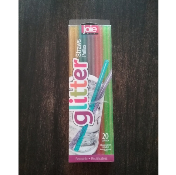 Joie 20-Piece Reuseable Glitter Rainbow  Straw Set - Picture 4 of 4